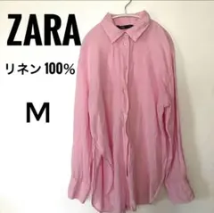ZARA リネン100% シャツ キレイなピンクM