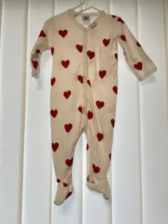【超美品】プチバトー　ハート柄　足つきロンパース