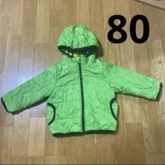 キッズ　ベビー　アウター　中綿　ブルゾン　ジャケット　80 黄緑　緑　フード