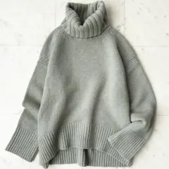 美品 ギャルリーヴィー ファインウールタートルネックプルオーバー ニット 緑系