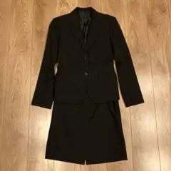 青山　レディースリクルートスーツセット　7号ブラック ダブルボタン、スカート