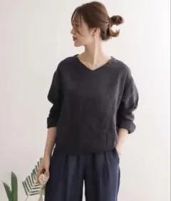 アーバンリサーチドアーズ　リネンバックタックプルオーバー　ネイビー
