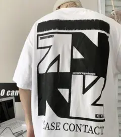 ☆モノトーン☆バックプリント ストリート系 ビックロゴ ジェンダーレス Tシャツ