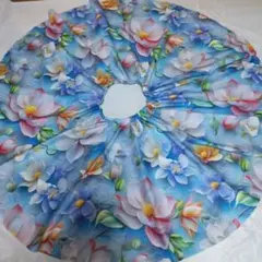 花柄サーキュラースカート 青色59cm