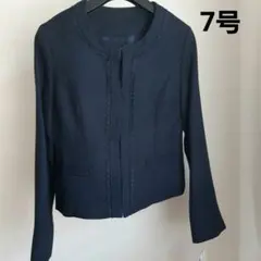新品　タグ付き　ノーカラージャケット 　入学式　フォーマル　7号　ネイビー