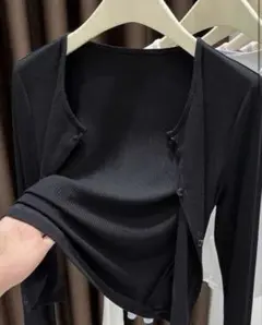 ブラック アシンメトリー カーディガン