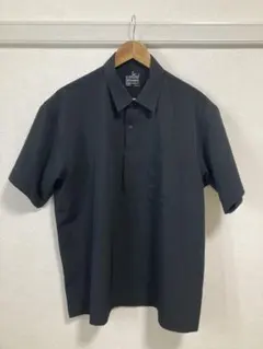 無印良品 紳士 風を通すストレッチ半袖布帛ポロシャツ メンズ ブラックM