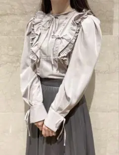 ダブルリボンチュニックシャツブラウス