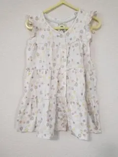 ジェラートピケ☆半袖花柄ワンピース　XSサイズ　女の子　70～80サイズ