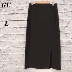 ジーユー 【L】 カットソーナローミディスカート フロントスリット ブラック