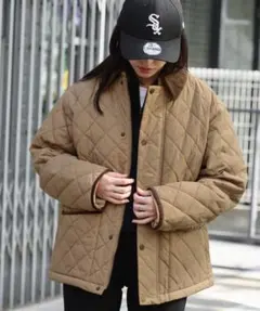 retocks 襟コーデュロイ ビッグシルエット ナイロンキルティングジャケット