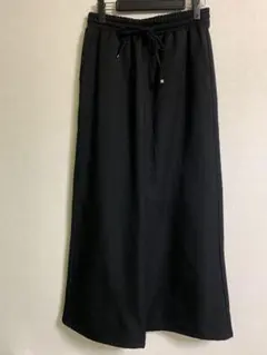 しまむらブラック ワイドパンツ ドローストリング付き