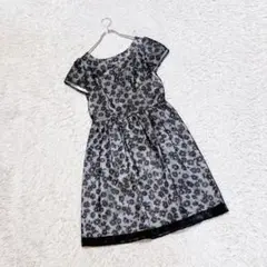 【persodea white label】　花柄半袖ワンピース　（7AR）　黒