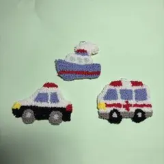 働く車 陶器 消防車・救急車・パトカーのハンドメイド箸置きセット