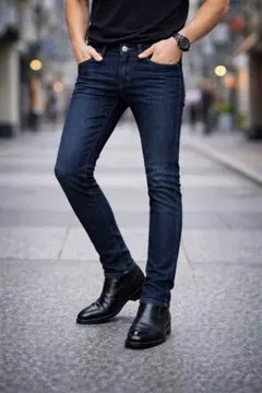 DIESELスリムスキニーW26 メンズ最細サイズ細身 ジップポケットインディゴ