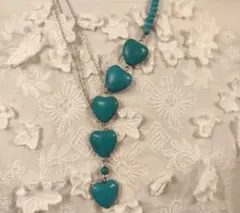 ターコイズ ハート型ペンダント ハンドメイドネックレス
