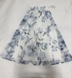 花柄リボン付きフレアスカート