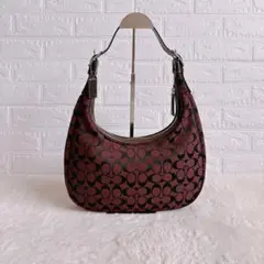 【美品】COACH コーチ シグネチャー ハンドバッグ ホーボー ハーフムーン