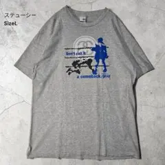 【希少USA製】ステューシーLサイズグレー ビッグロゴTシャツ ストリート 古着