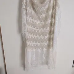 呉服店で購入。金ラメベージュ・ホワイト 波状模様 ストール