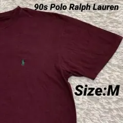 90s ポロラルフローレン バーガンディ Tシャツ半袖 M