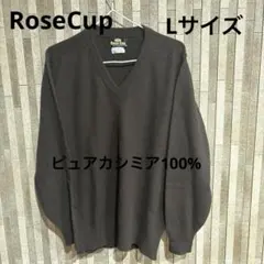 カシミア100% スコットランド製　Vネックセーター　こげ茶　メンズ Lサイズ