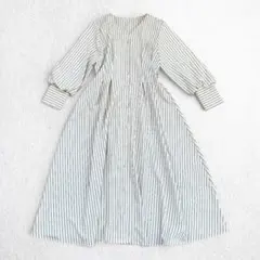 any SiS オンワード樫山 ストライプ ロングワンピース ペチコート付き M