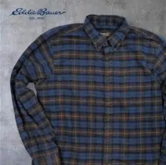 上質 Eddie Bauerエディーバウアーコットンフランネルチェッツシャツ L