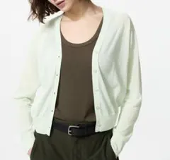 UNIQLO ライトVネックカーディガン　ライトグリーン　XLサイズ
