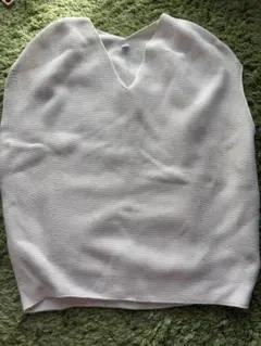 美品⭐︎UNIQLO ホワイト Vネック ニット Lサイズ