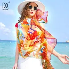 新品 DANA XU 直営店購入 天然シルク100％ 大判ストール シフォン