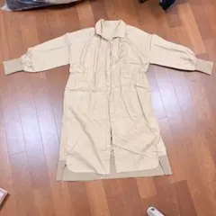 【まとめ買いでお得！】ベージュ 長袖 シャツワンピース