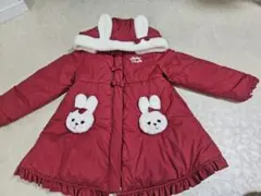 タフタうさぎコート　アカ　M 立体ウサギ　シャーリーテンプル