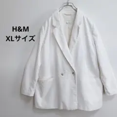 H&M エイチアンドエム ダブルブレストジャケット ホワイト XL ゆったり