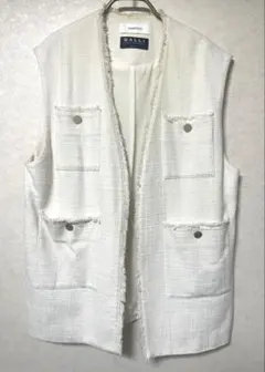 parigotパリゴ ホワイト ツイードノースリーブベスト