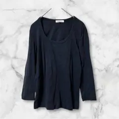 ロペピクニック Uネック カットソー 38 黒 長袖 インナー Tシャツ 綿のサムネイル