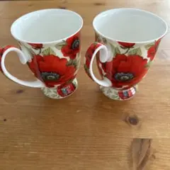 CARMANI マグカップ 2個セット ポピー柄