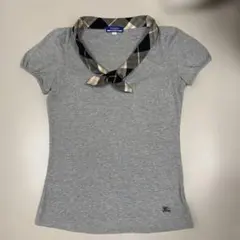 バーバリーブルーレーベル ノバチェック ボウタイ 半袖 カットソーTシャツ 38 バーバリーブルーレーベル ノバチェック ボウタイ 半袖 カットソーT