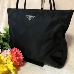 美品　PRADA プラダ　トートバッグ　三角タグ　テスートナイロン　黒　大容量