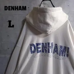 デンハム★DENHAM 日本製 バックロゴ プルオーバー パーカー 白 Lのサムネイル
