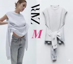 新品 ZARA ノット付き スウェット デザイン ベスト M ラスト1点♪