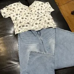 パームツリー柄 クロップドTシャツ 半袖のサムネイル