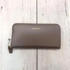 KANGOL カンゴール ロゴ型押し レザーロングウォレット 長財布 グレージュのサムネイル