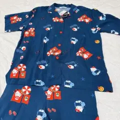 Hello Kitty パジャマ 上下セット ネイビー Lサイズ　レーヨンキティ
