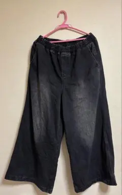 SHEIN ブラック ワイド ストレート デニム パンツ