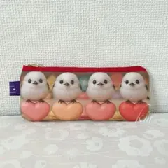 小鳥さんポーチ　ハートシマエナガ