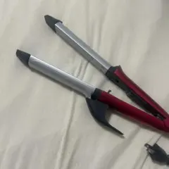 2WAYヘアアイロン レッド ストレート 巻き髪