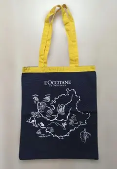 L'OCCITANE トートバッグ ネイビー イエロー ノベルティ 地図デザインのサムネイル