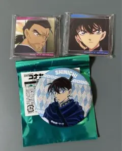 工藤新一 名探偵コナン　トレーディングメタリック缶バッジ　特典付き　3点セット