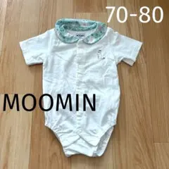 【美品】MOOMIN 花柄襟ロンパース　春夏　70-80cm